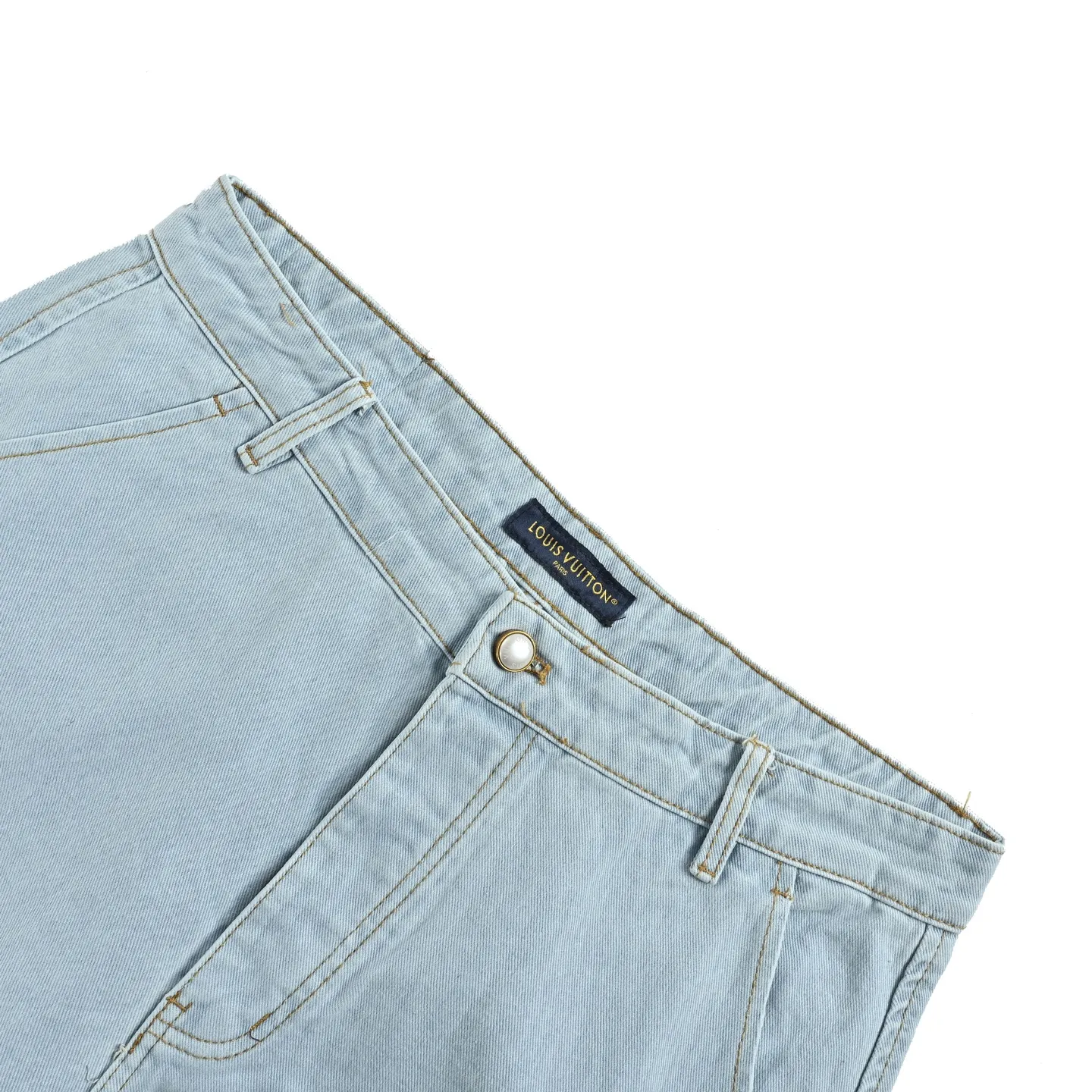Louis Vuitton/Louis Vuitton logo embroidered rivet five-point denim shorts
